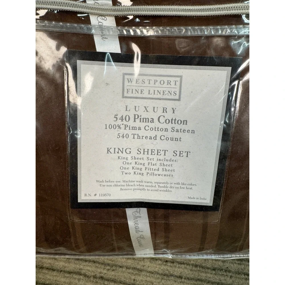 Westport Fine Linens 540 Pima Cotton Sateen King Sheet Set Brown Deep Pocket